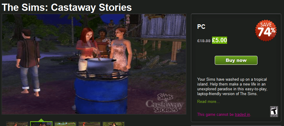 Get The Sims Castaway Stories for £5.00 @ Green Man Gaming